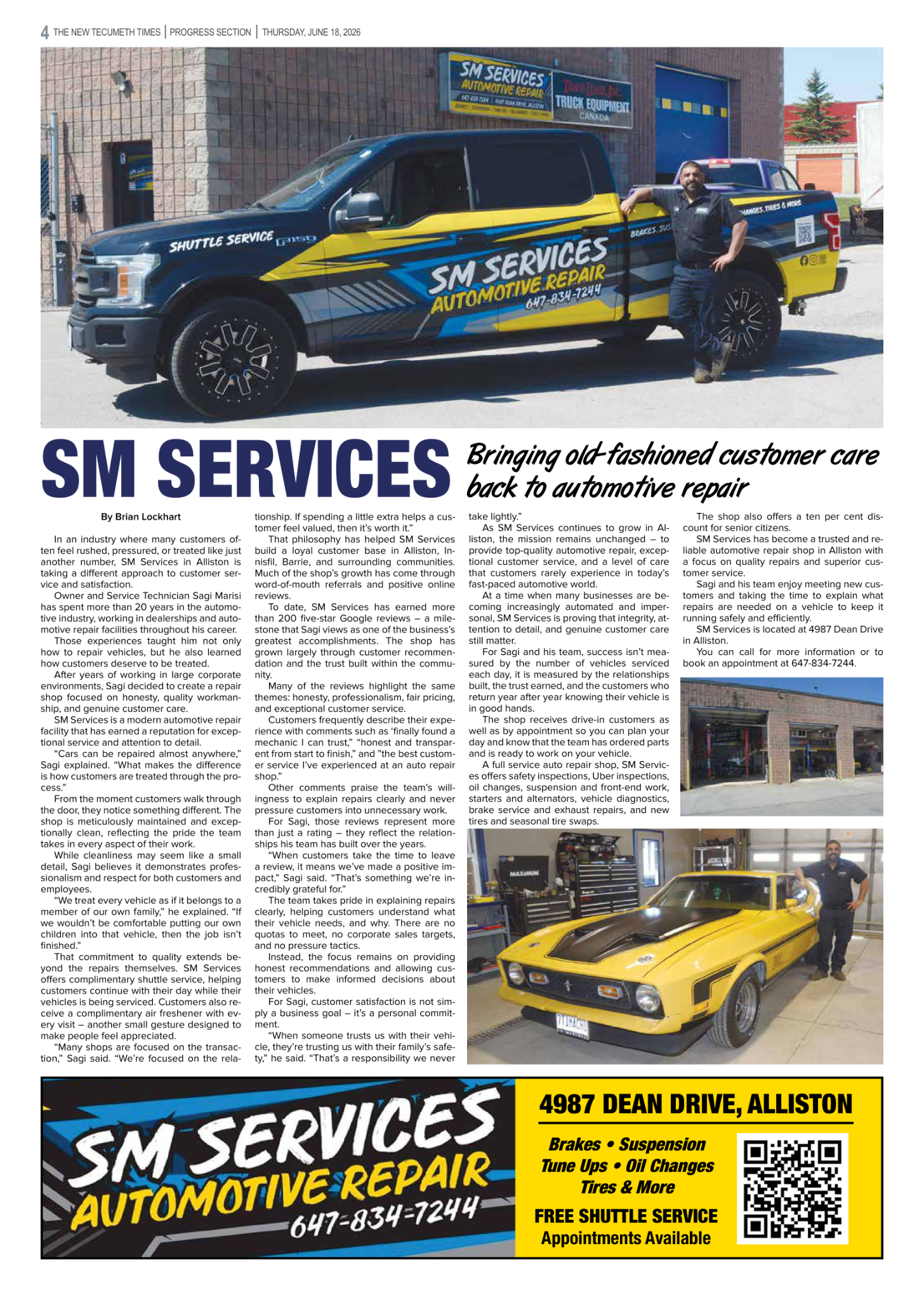 The New Tecumseth Times feature on SM Services Automotive Repair